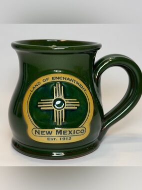 New! Deneen Pottery Mug National Park Land of Enchantment Green New Mexico 10 oz